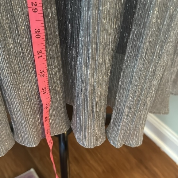 NWT Dress the Population Dream Metallic Tiered Midi Dress Dove Gray XXL 14 16 🪩 - Picture 13 of 15